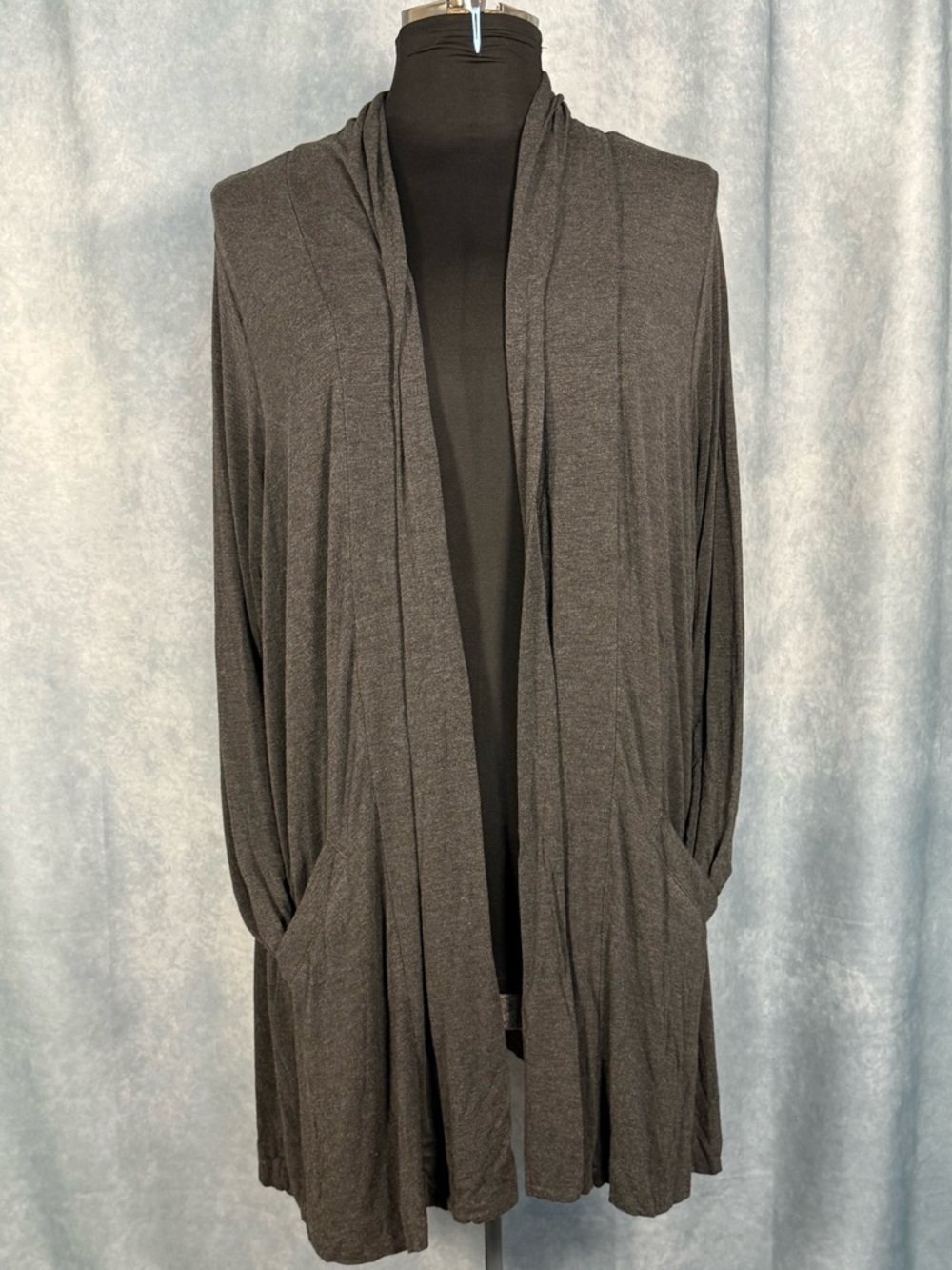 Torrid dark grey super soft open front draped cardigan plus size 3